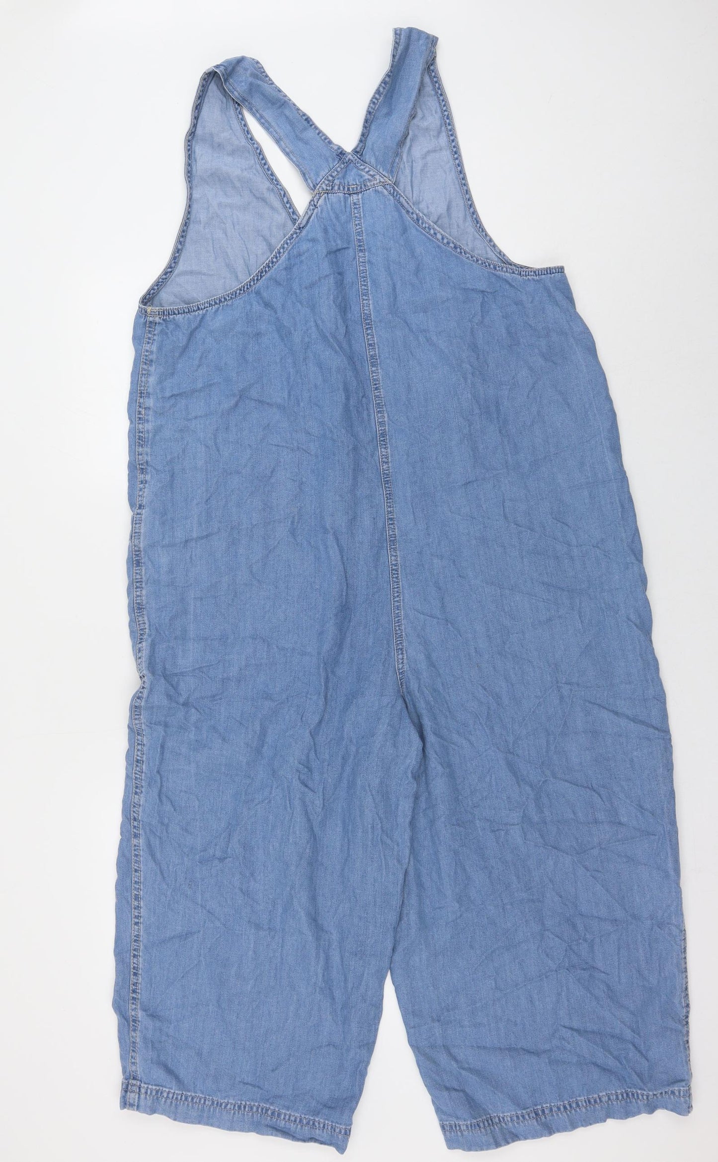 F&F Womens Blue Cotton Jumpsuit One-Piece Size 16 Button