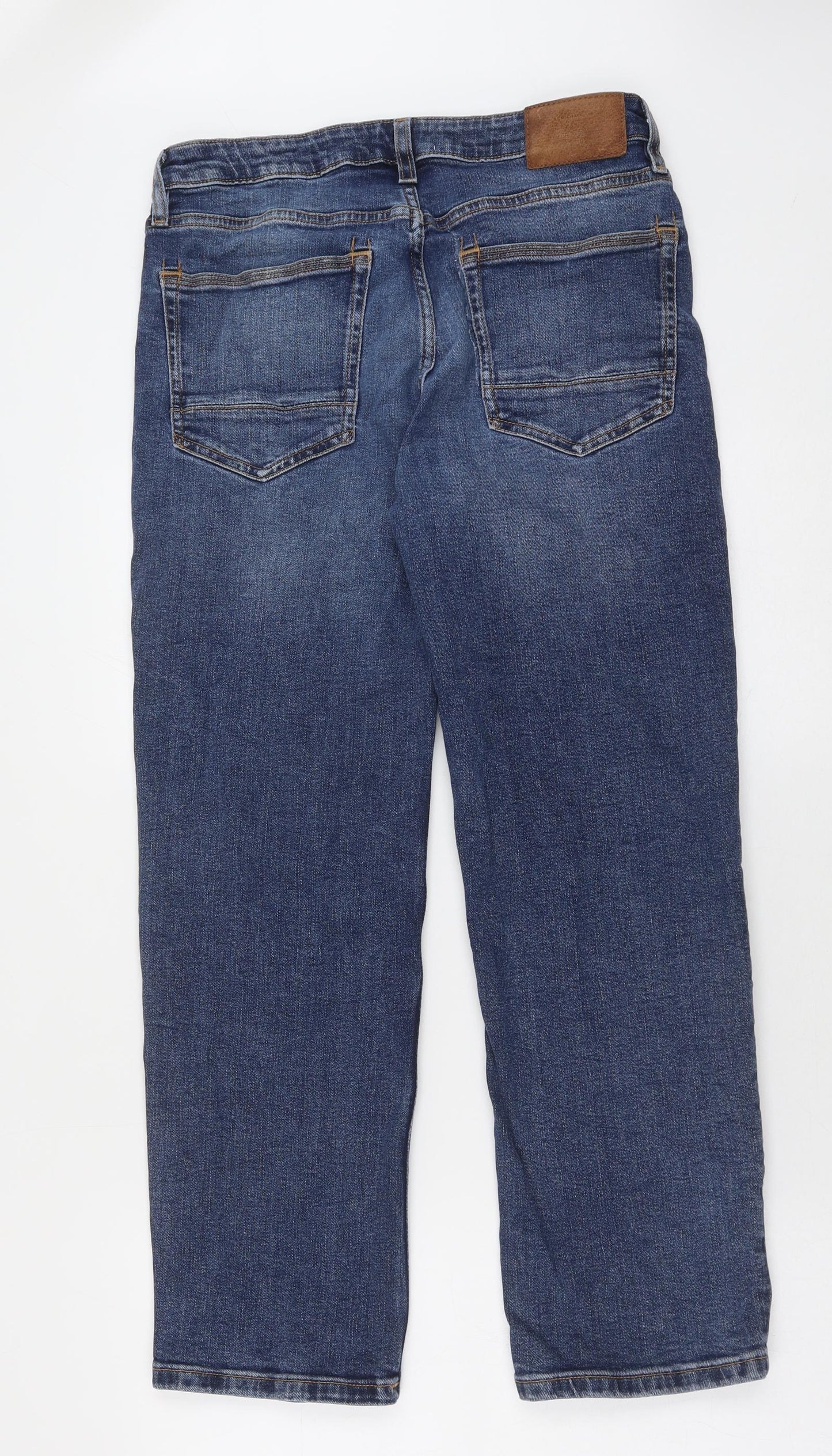 Marks and Spencer Mens Blue Cotton Straight Jeans Size 32 in L29 in Regular Button