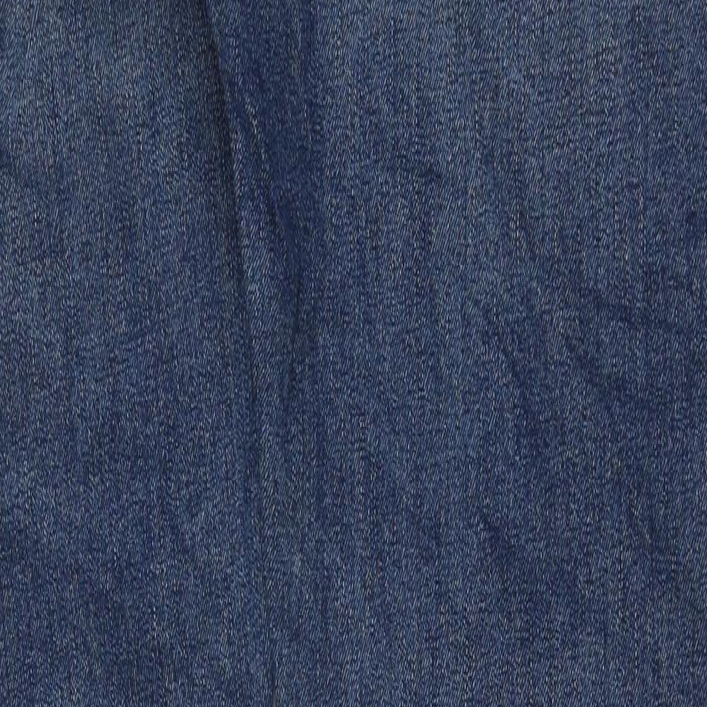 Marks and Spencer Mens Blue Cotton Straight Jeans Size 36 in L33 in Regular Button - Vintage Wash