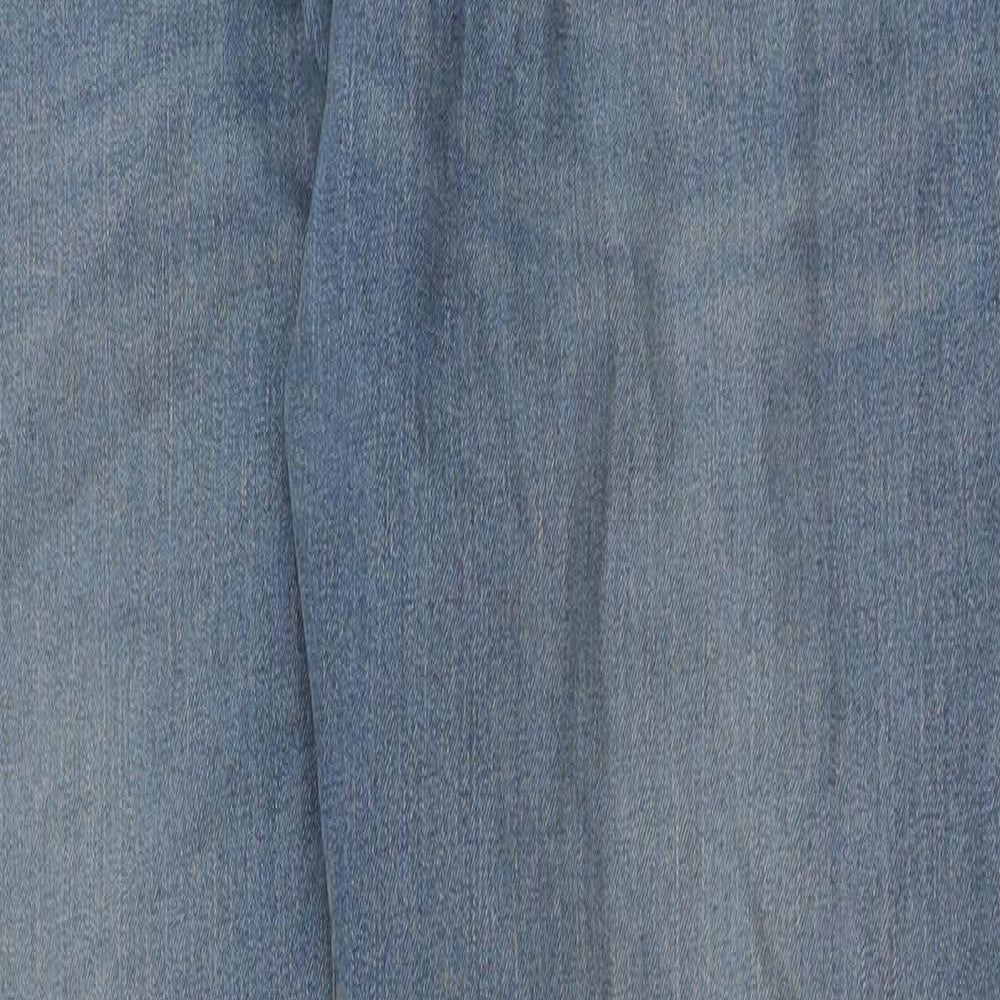 Marks and Spencer Mens Blue Cotton Straight Jeans Size 34 in L31 in Regular Button