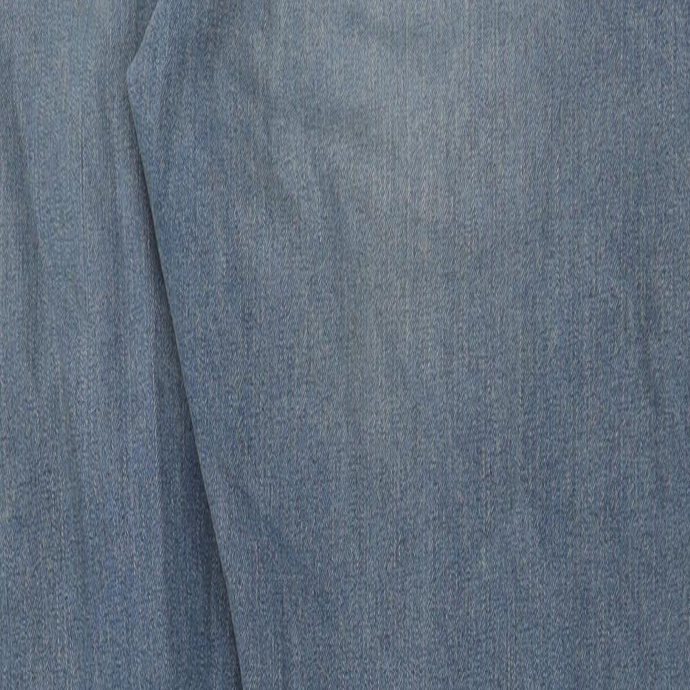 Marks and Spencer Mens Blue Cotton Straight Jeans Size 34 in L31 in Regular Button