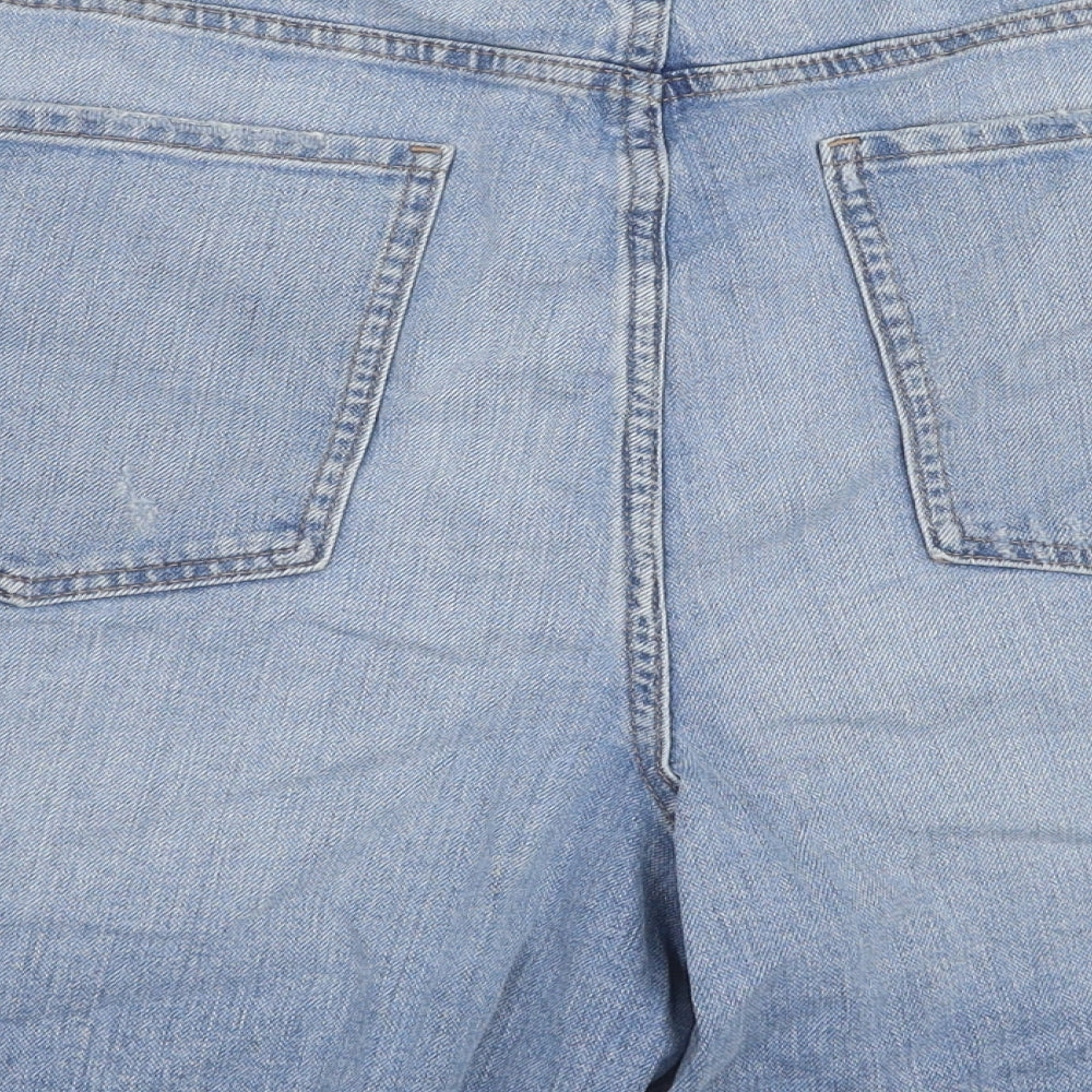 Marks and Spencer Womens Blue Cotton Cut-Off Shorts Size 22 Regular Button