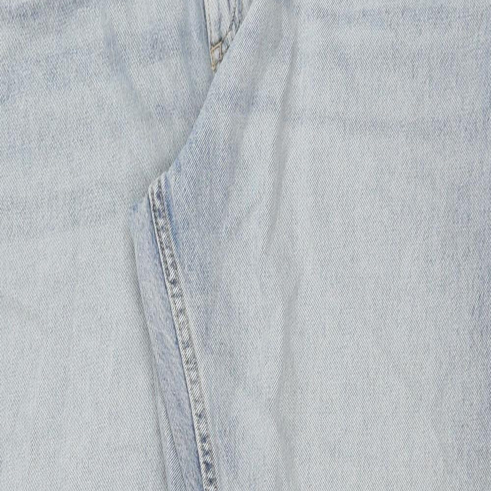 Marks and Spencer Mens Blue Cotton Straight Jeans Size 40 in L31 in Regular Button