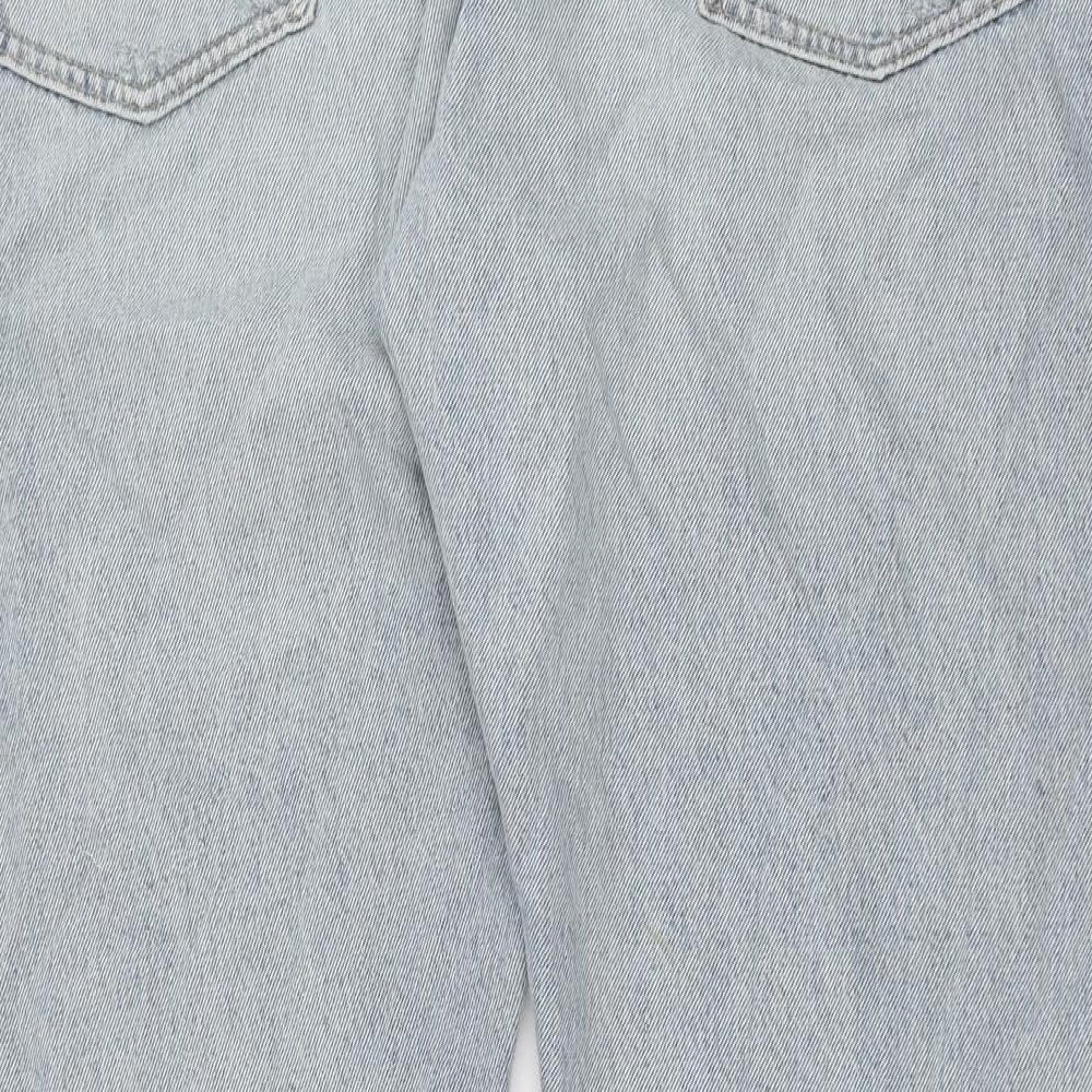 Marks and Spencer Mens Blue Cotton Straight Jeans Size 40 in L31 in Regular Button