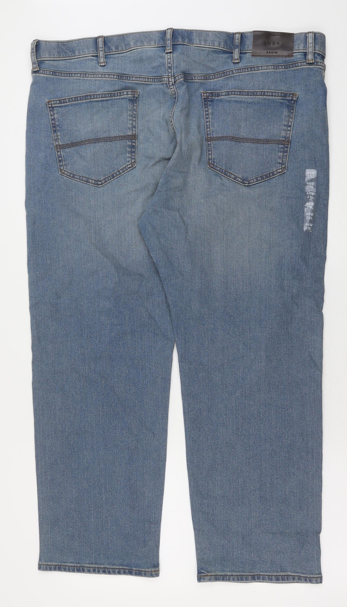 Marks and Spencer Mens Blue Cotton Straight Jeans Size 44 in L29 in Regular Button