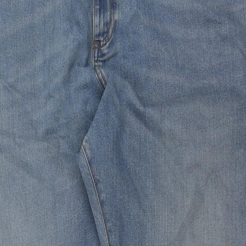 Marks and Spencer Mens Blue Cotton Straight Jeans Size 44 in L29 in Regular Button
