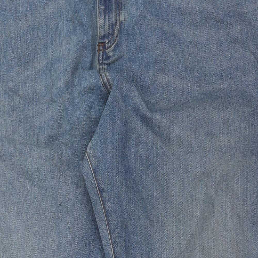 Marks and Spencer Mens Blue Cotton Straight Jeans Size 44 in L29 in Regular Button