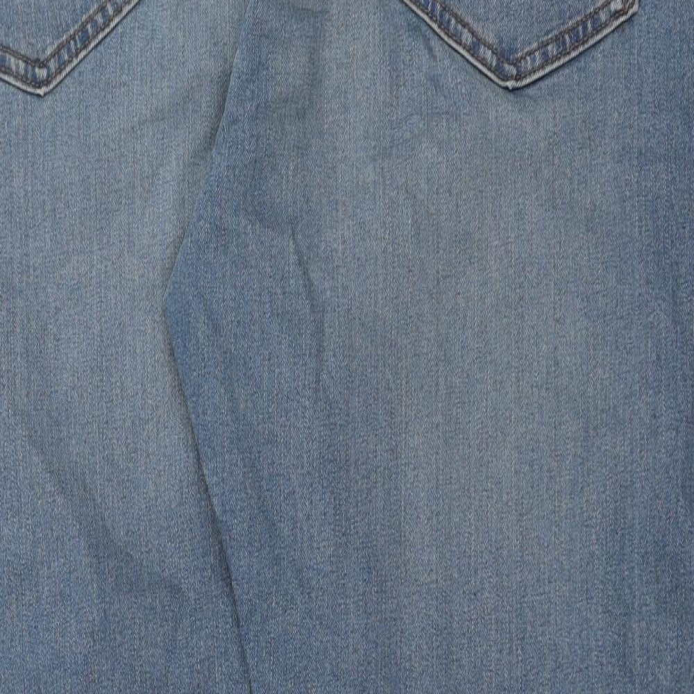 Marks and Spencer Mens Blue Cotton Straight Jeans Size 44 in L29 in Regular Button