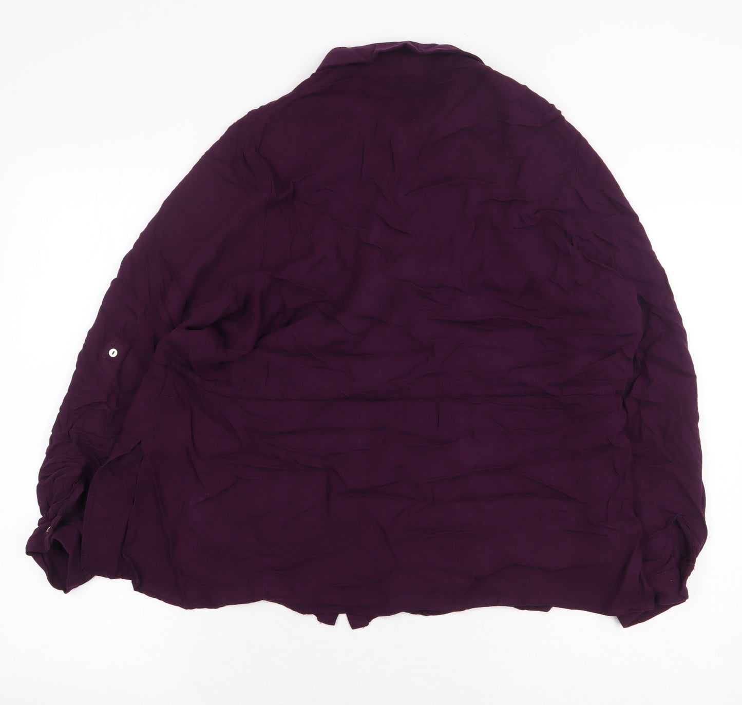 George Womens Purple Viscose Basic Button-Up Size 16 Collared