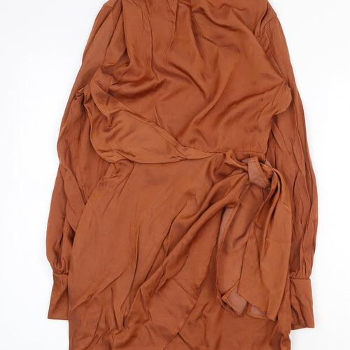 ASOS Womens Brown Polyester Sheath Size 8 Mock Neck Zip
