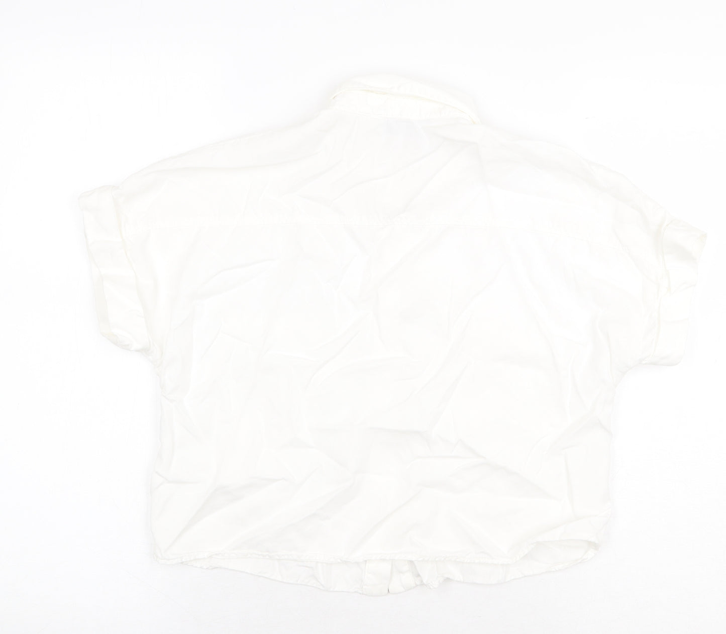 Zara Womens White Polyester Basic Button-Up Size S Collared