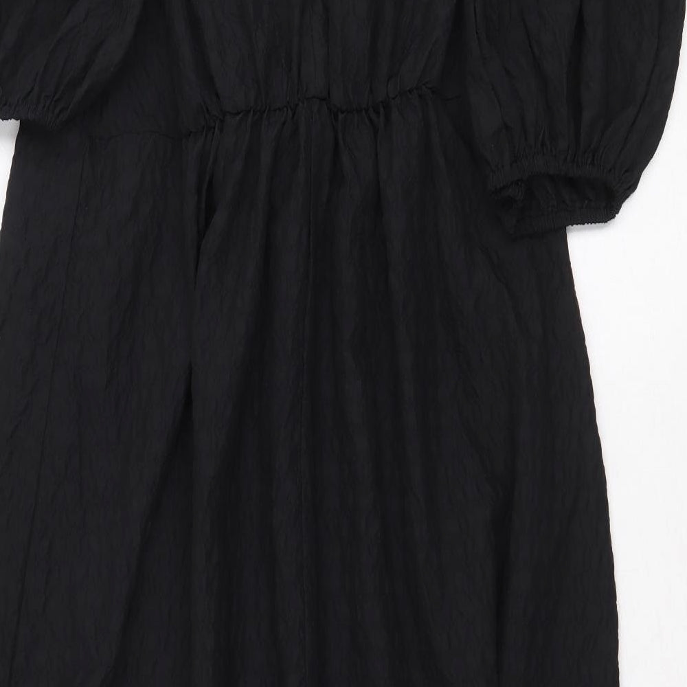 Nobody's Child Womens Black Herringbone Polyester A-Line Size 10 V-Neck Tie