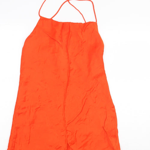 Zara Womens Orange Viscose Mermaid Size S Halter Pullover