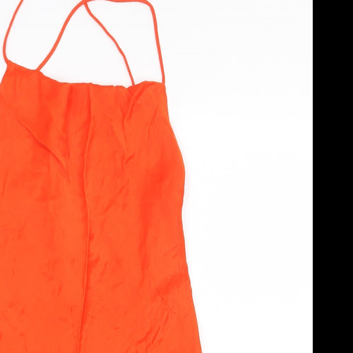 Zara Womens Orange Viscose Mermaid Size S Halter Pullover