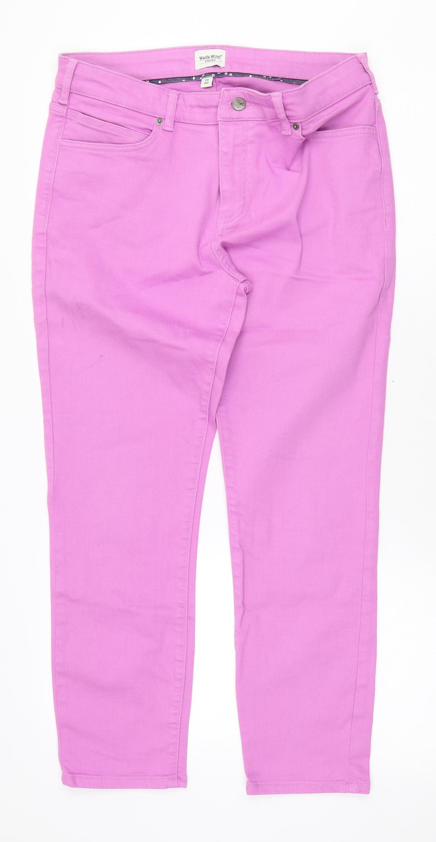 White Stuff Womens Pink Cotton Skinny Jeans Size 12 Regular Zip