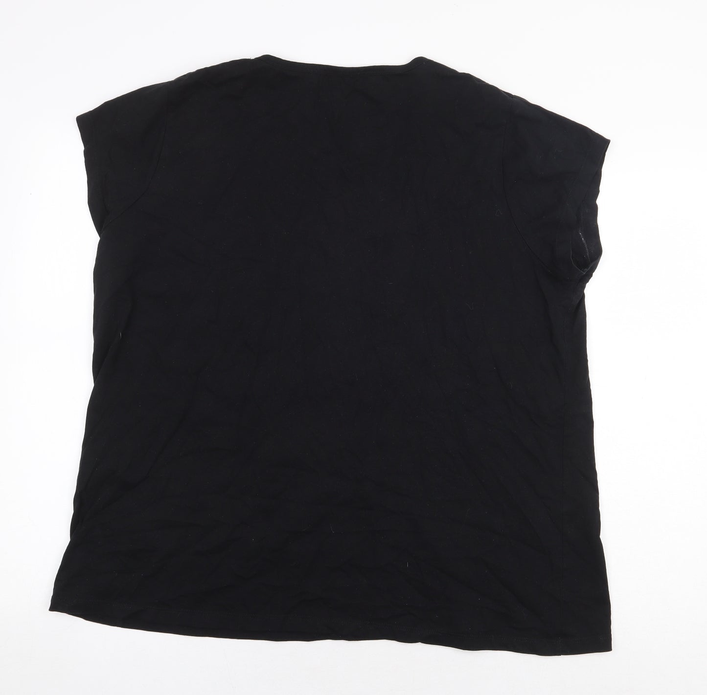 Simply Be Womens Black 100% Cotton Basic T-Shirt Size 20 Round Neck - Heart