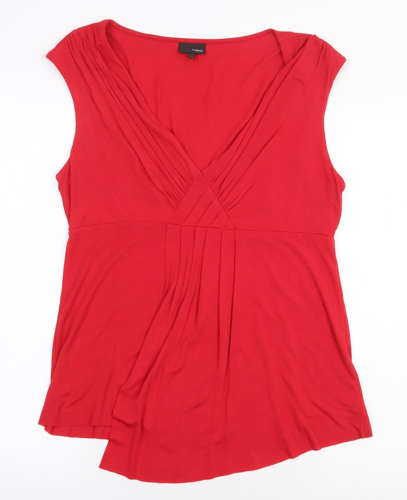 NEXT Womens Red Viscose Basic Blouse Size 14 V-Neck