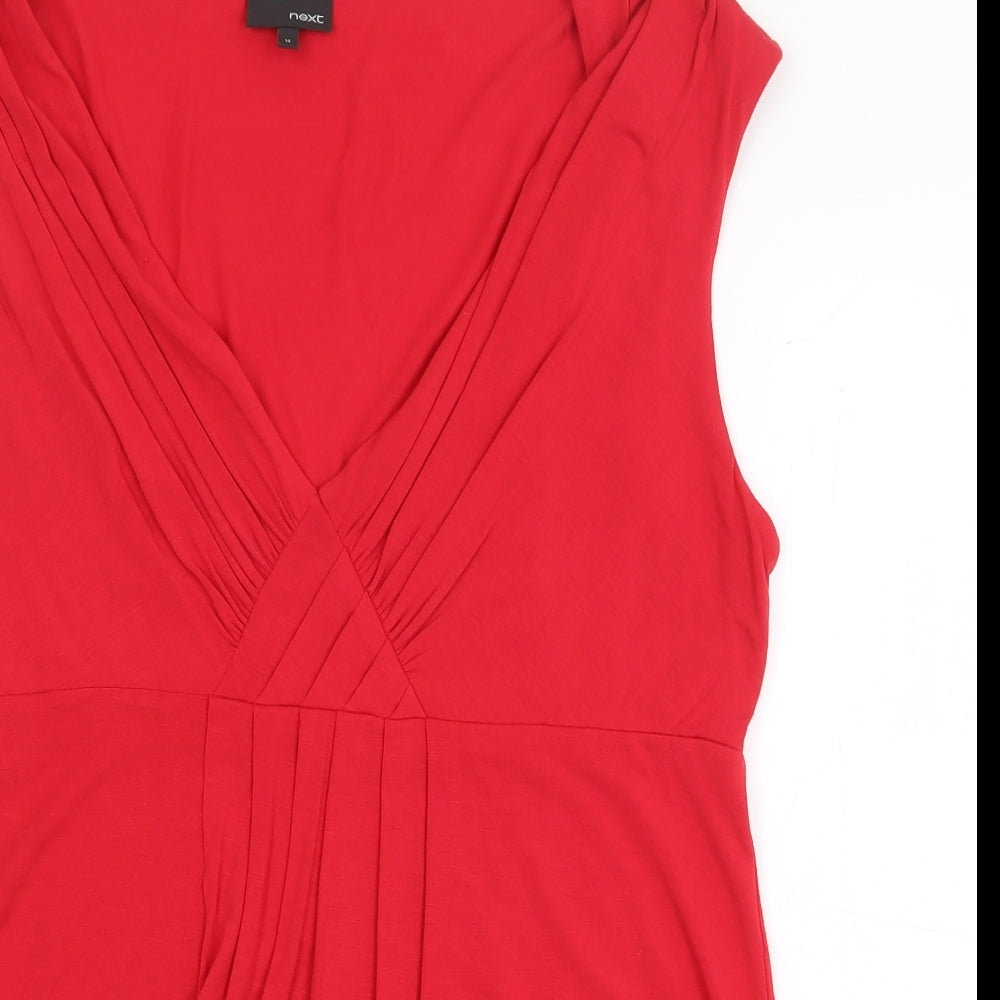 NEXT Womens Red Viscose Basic Blouse Size 14 V-Neck