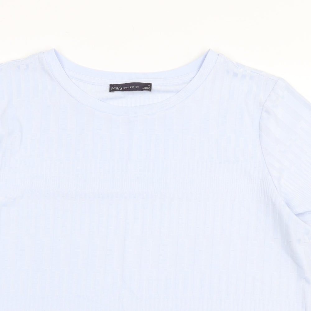 Marks and Spencer Womens Blue Polyester Basic T-Shirt Size 16 Round Neck