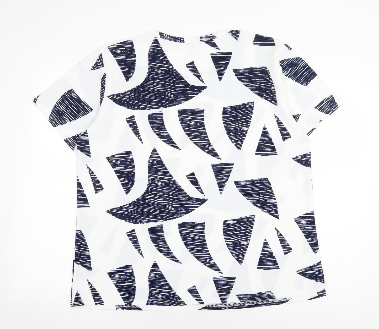 FangHua Womens White Geometric Polyester Basic T-Shirt Size 2XL Round Neck