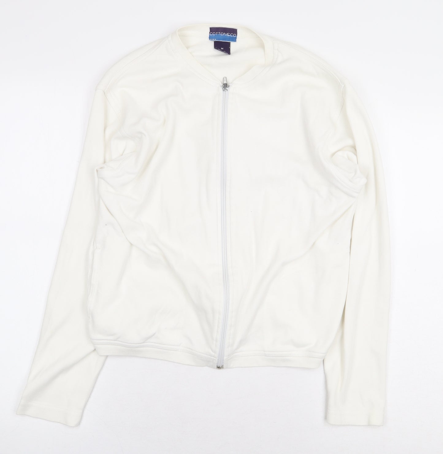 Cotton & Co Womens White Jacket Size M Zip