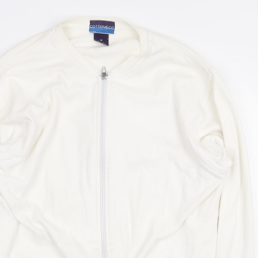 Cotton & Co Womens White Jacket Size M Zip