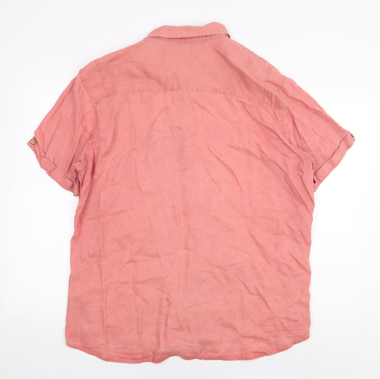 NEXT Mens Pink Linen Dress Shirt Size XL Collared Button