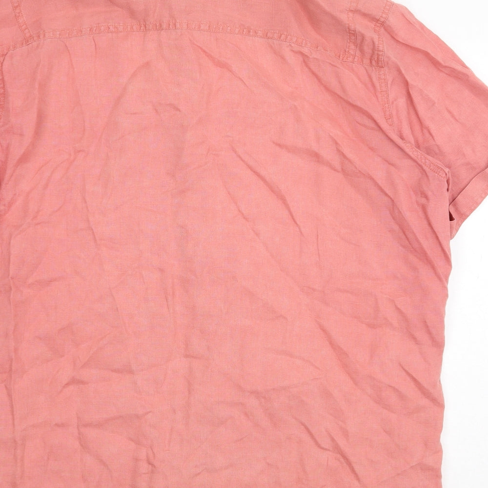 NEXT Mens Pink Linen Dress Shirt Size XL Collared Button