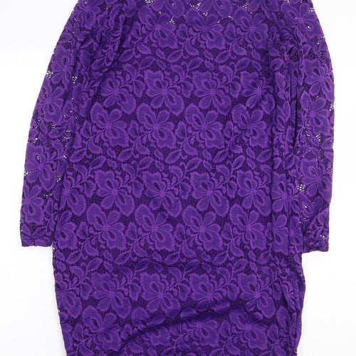 Preworn Womens Purple Nylon Bodycon Size L Off the Shoulder Zip