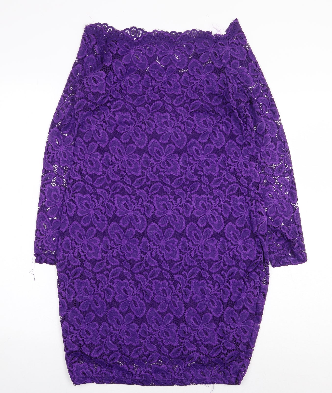 Preworn Womens Purple Nylon Bodycon Size L Off the Shoulder Zip