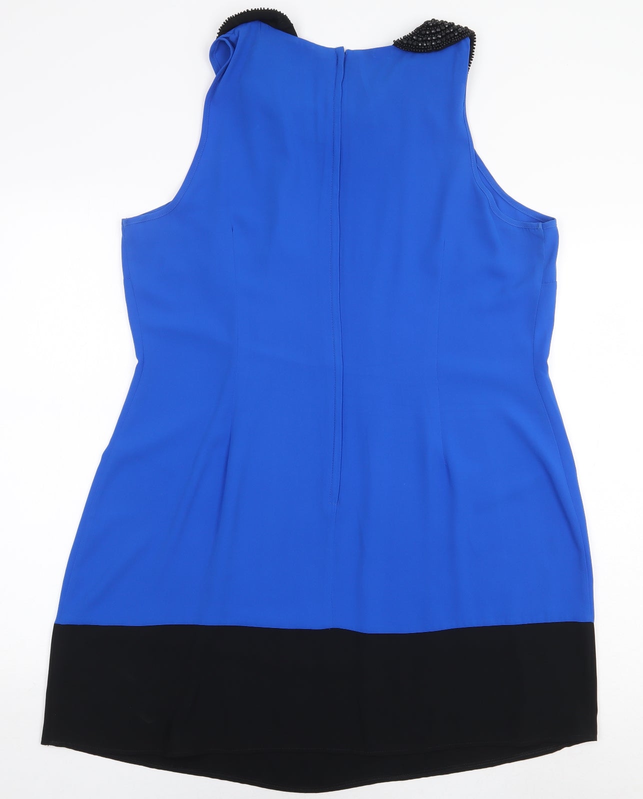 Be Beau Womens Blue Polyester Shift Size 18 Collared Zip - Embellished Collar