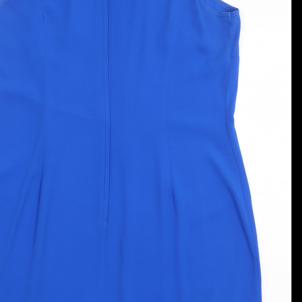 Be Beau Womens Blue Polyester Shift Size 18 Collared Zip - Embellished Collar