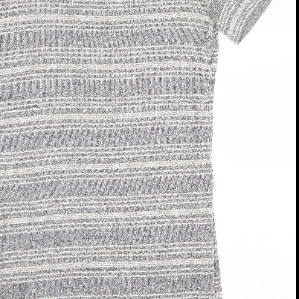 TU Womens Grey Round Neck Striped Viscose Pullover Jumper Size 14