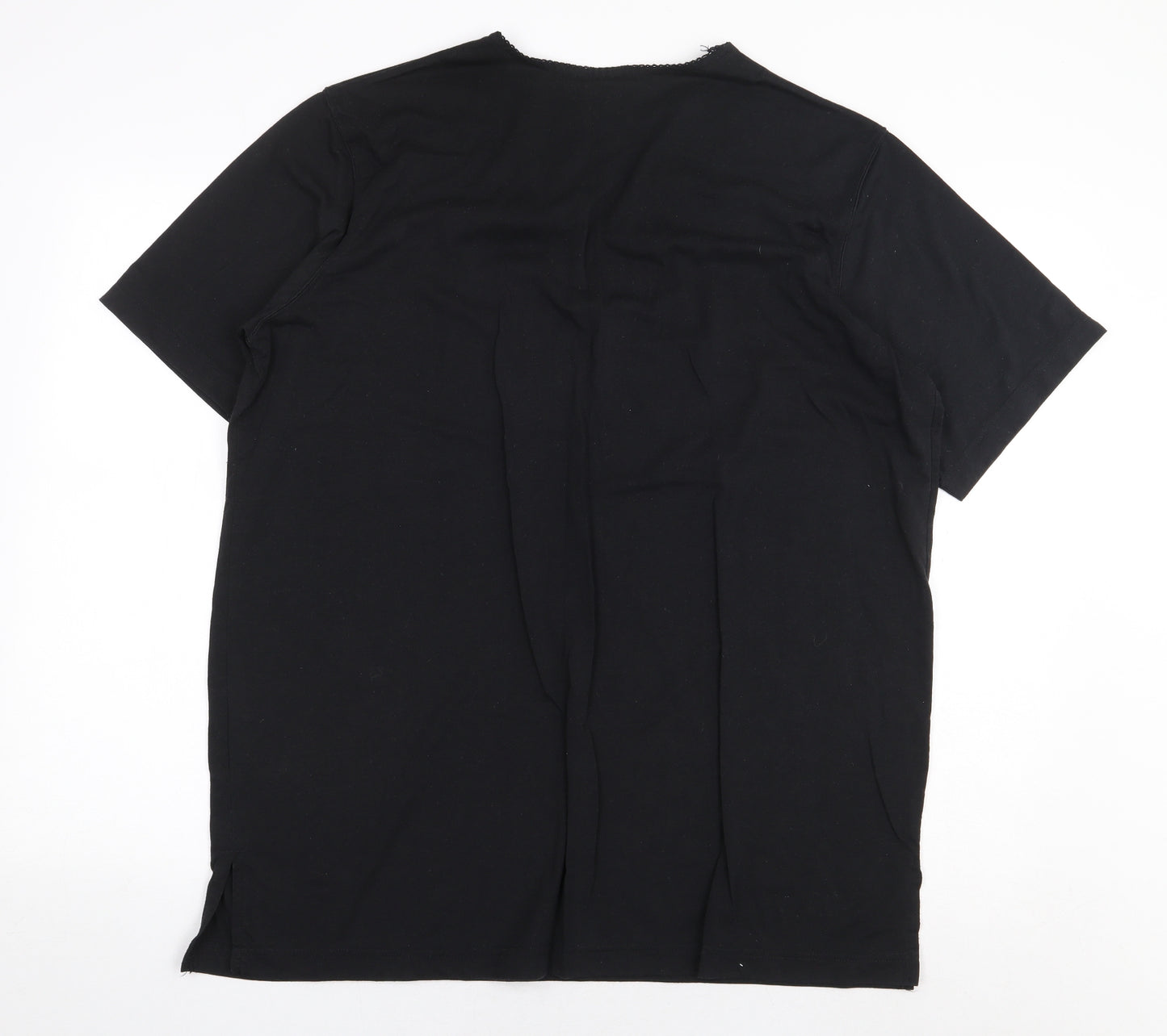 Leisure Plus Womens Black Polyester Basic T-Shirt Size 18 V-Neck