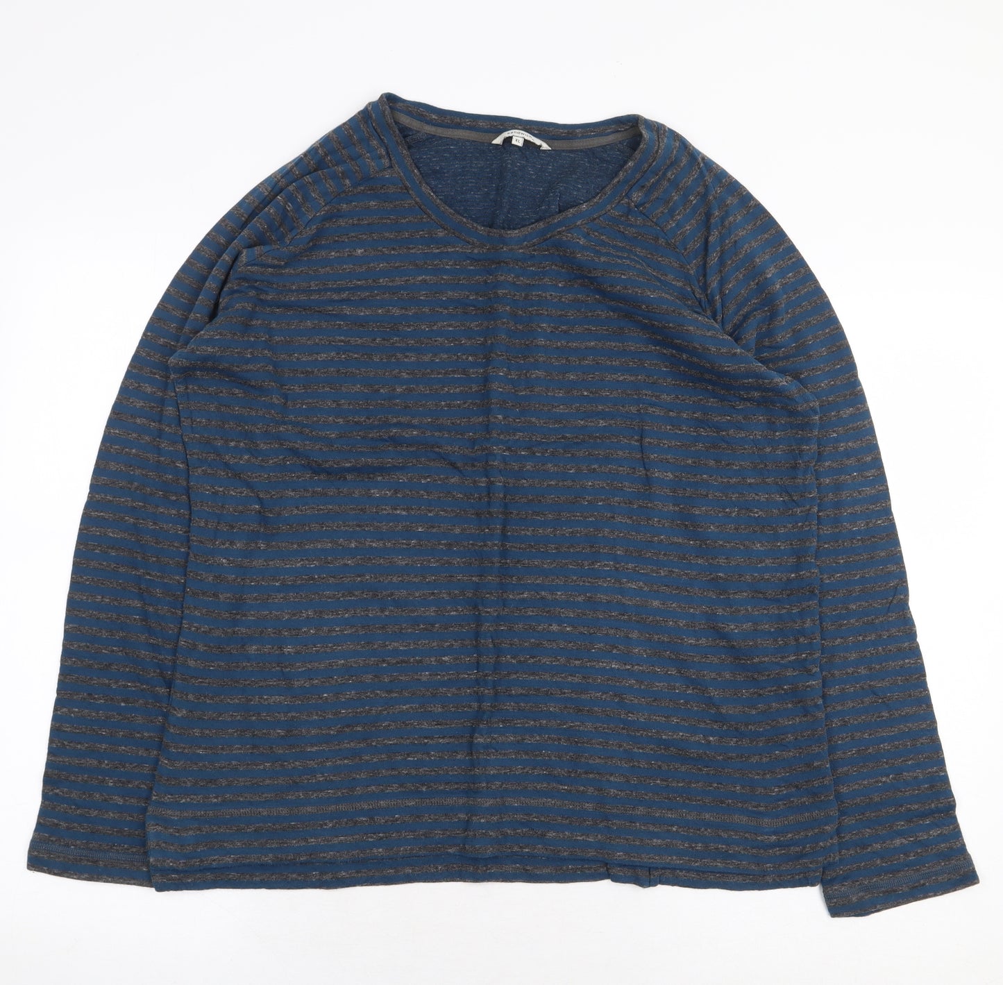 Sandwich Womens Blue Striped 100% Cotton Basic T-Shirt Size XL Round Neck