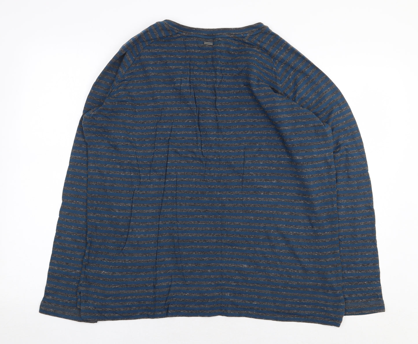 Sandwich Womens Blue Striped 100% Cotton Basic T-Shirt Size XL Round Neck