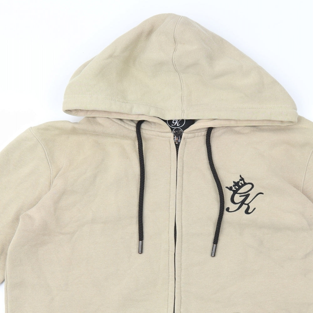 Gym King Mens Beige Cotton Full Zip Hoodie Size S