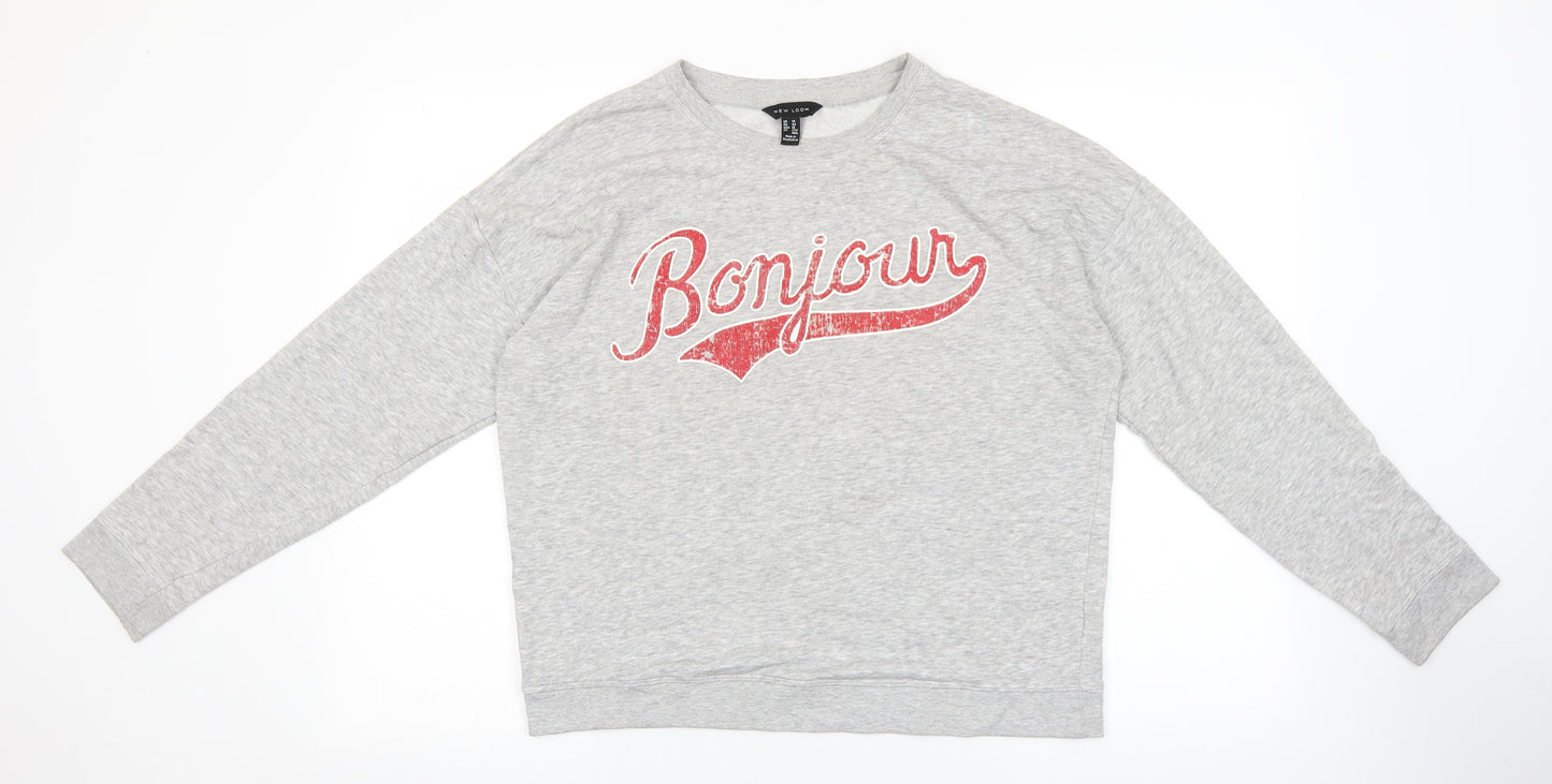 New Look Womens Grey Cotton Pullover Sweatshirt Size 14 Pullover - Bonjour