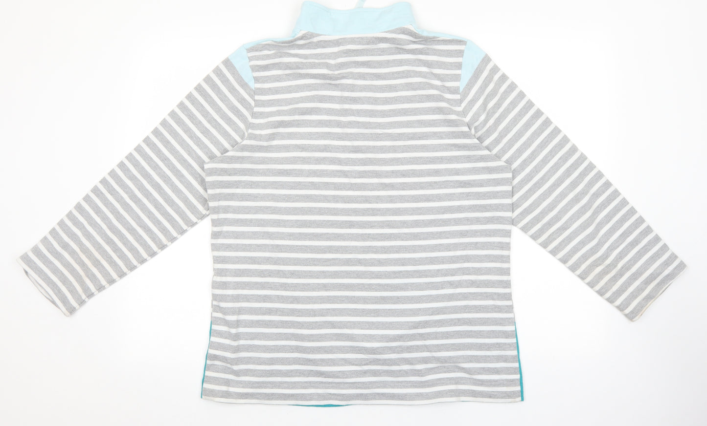 Cotton Traders Womens Multicoloured Striped 100% Cotton Pullover Sweatshirt Size 14 Zip