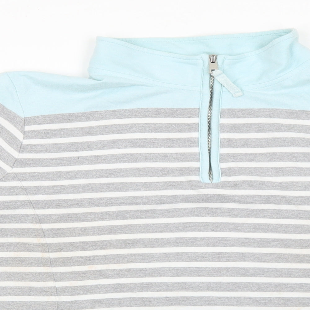 Cotton Traders Womens Multicoloured Striped 100% Cotton Pullover Sweatshirt Size 14 Zip