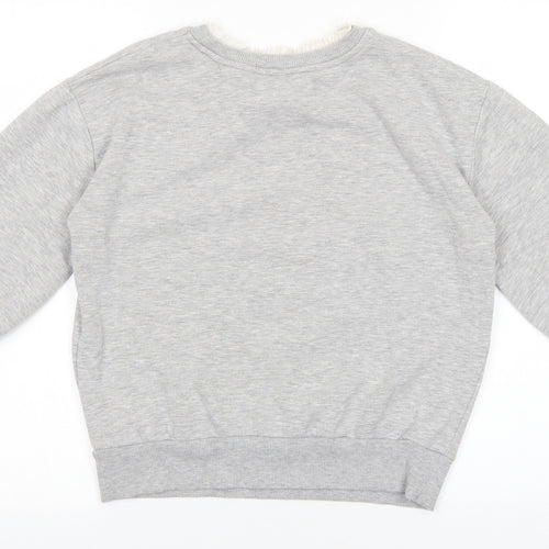 River Island Girls Grey 100% Cotton Pullover Sweatshirt Size 11-12 Years Pullover - Luxe