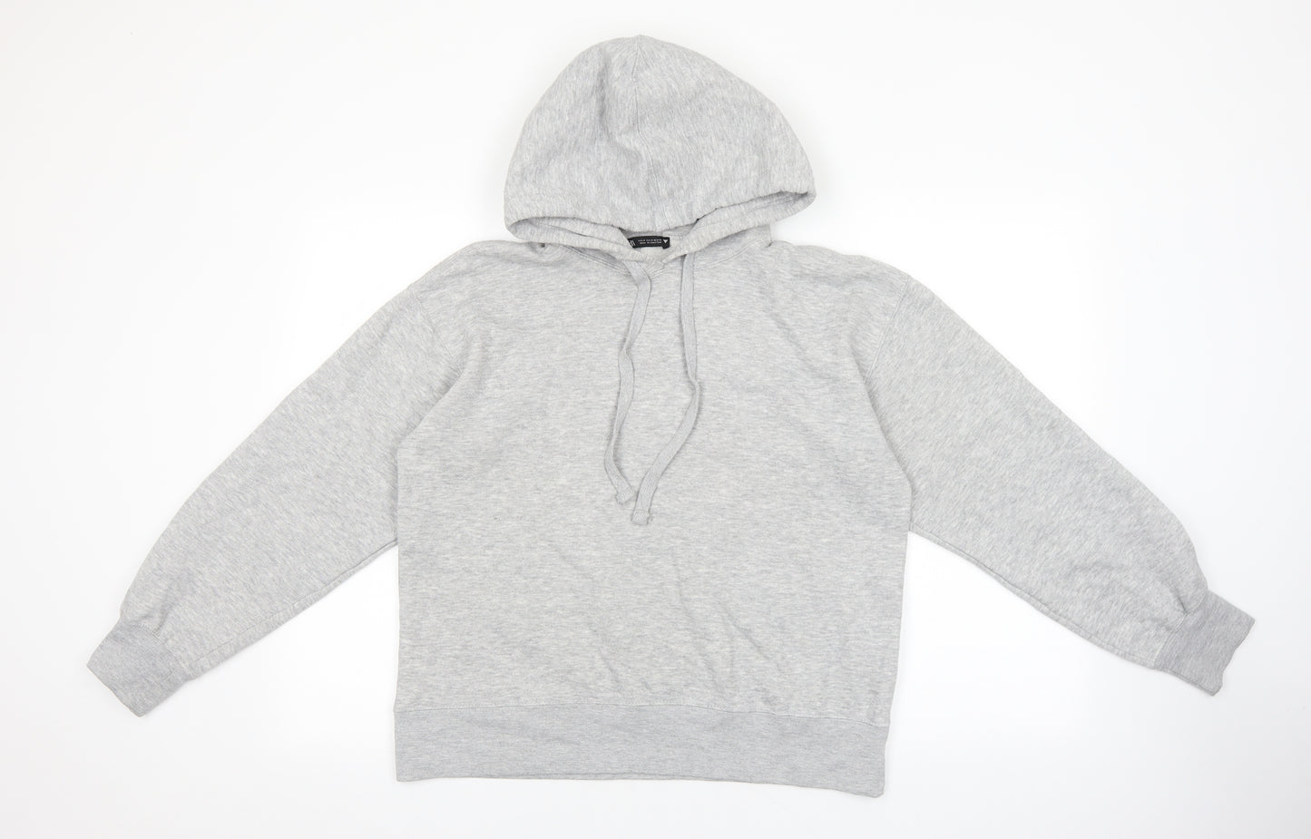 Zara Womens Grey Cotton Pullover Hoodie Size M Pullover