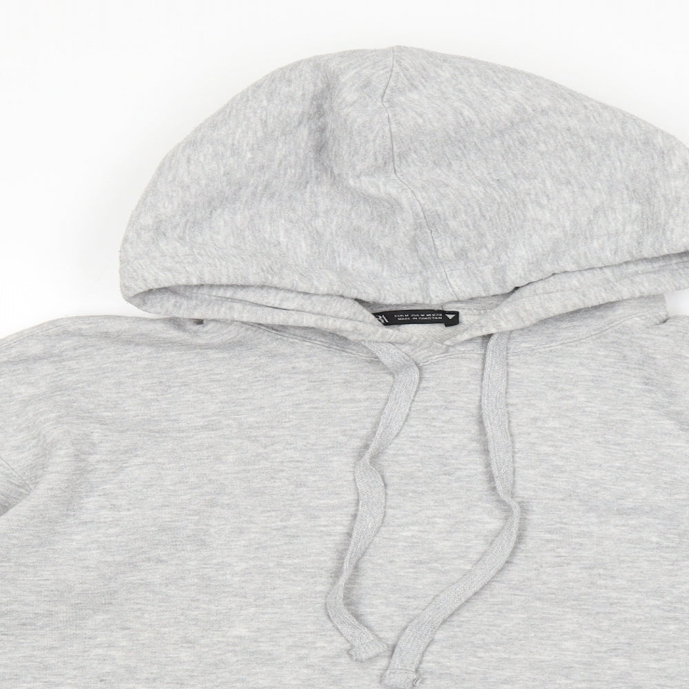Zara Womens Grey Cotton Pullover Hoodie Size M Pullover