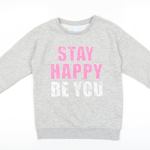 Primark Girls Grey Cotton Pullover Sweatshirt Size 9-10 Years Pullover - Stay Happy be You