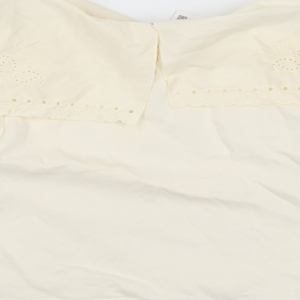 Zara Girls Ivory Cotton Pullover Sweatshirt Size 11-12 Years Pullover