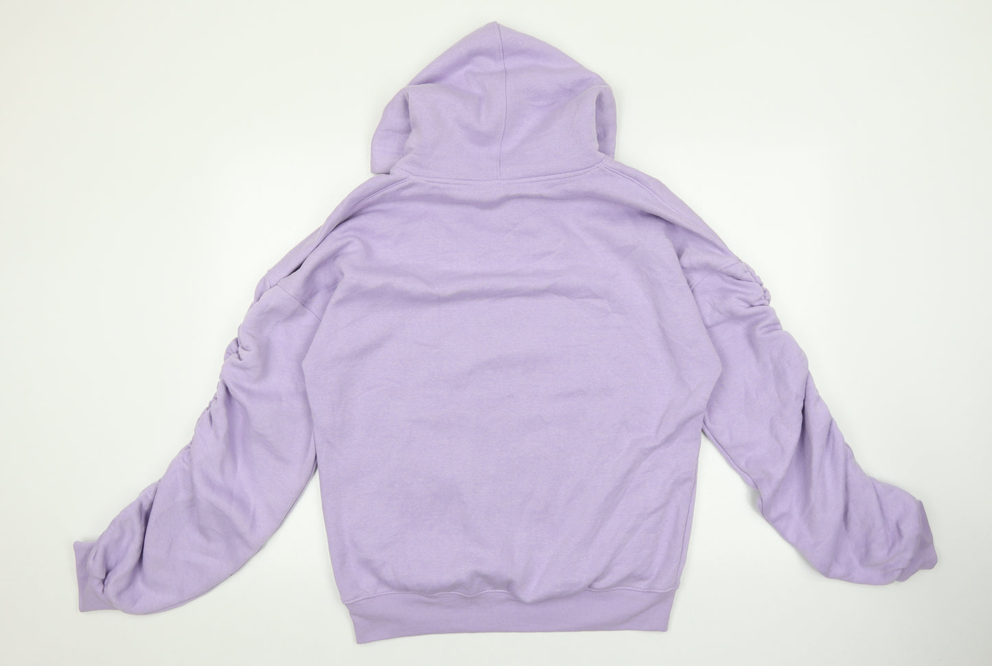 Preworn Womens Purple Cotton Pullover Hoodie Size 10 Pullover - Take It Easy Ruched Sleeve