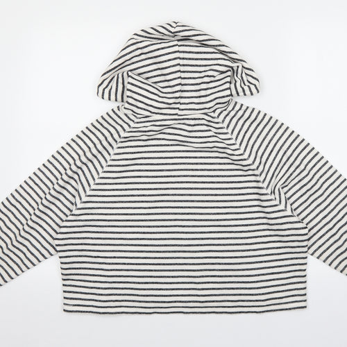 Divided Womens White Striped Cotton Pullover Hoodie Size M Pullover