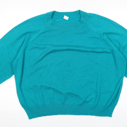 Preworn Womens Green Crew Neck Viscose Pullover Jumper Size 20