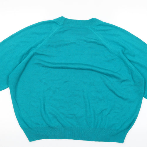 Preworn Womens Green Crew Neck Viscose Pullover Jumper Size 20