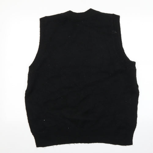 H&M Womens Black Mock Neck Acrylic Vest Jumper Size M